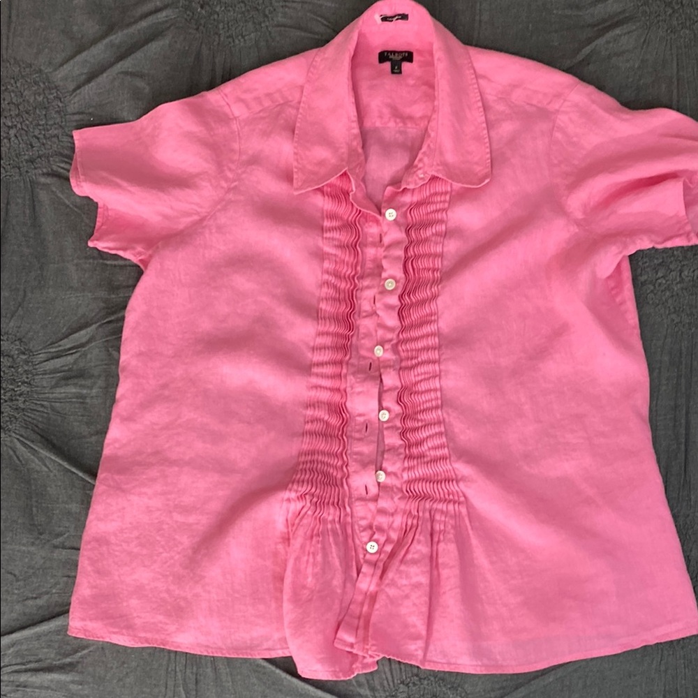 Talbots Pink Linen Blouse X size